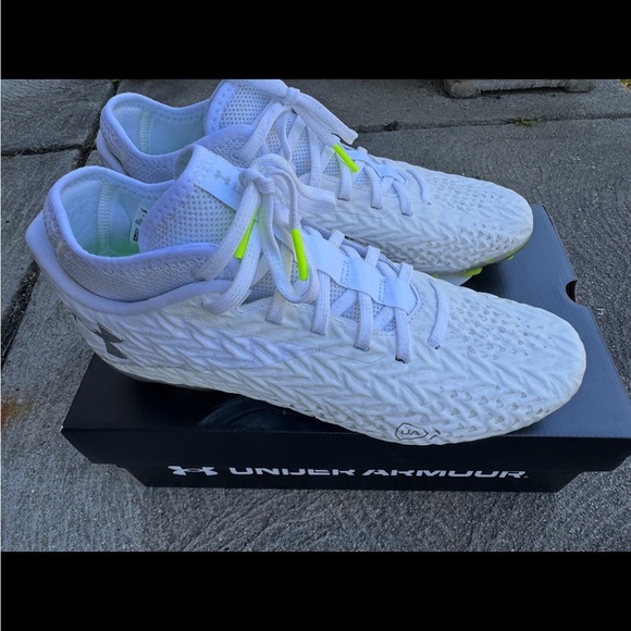 Under Armour Shoes - Under Armour White and Neon Green Lacrosse Shoes